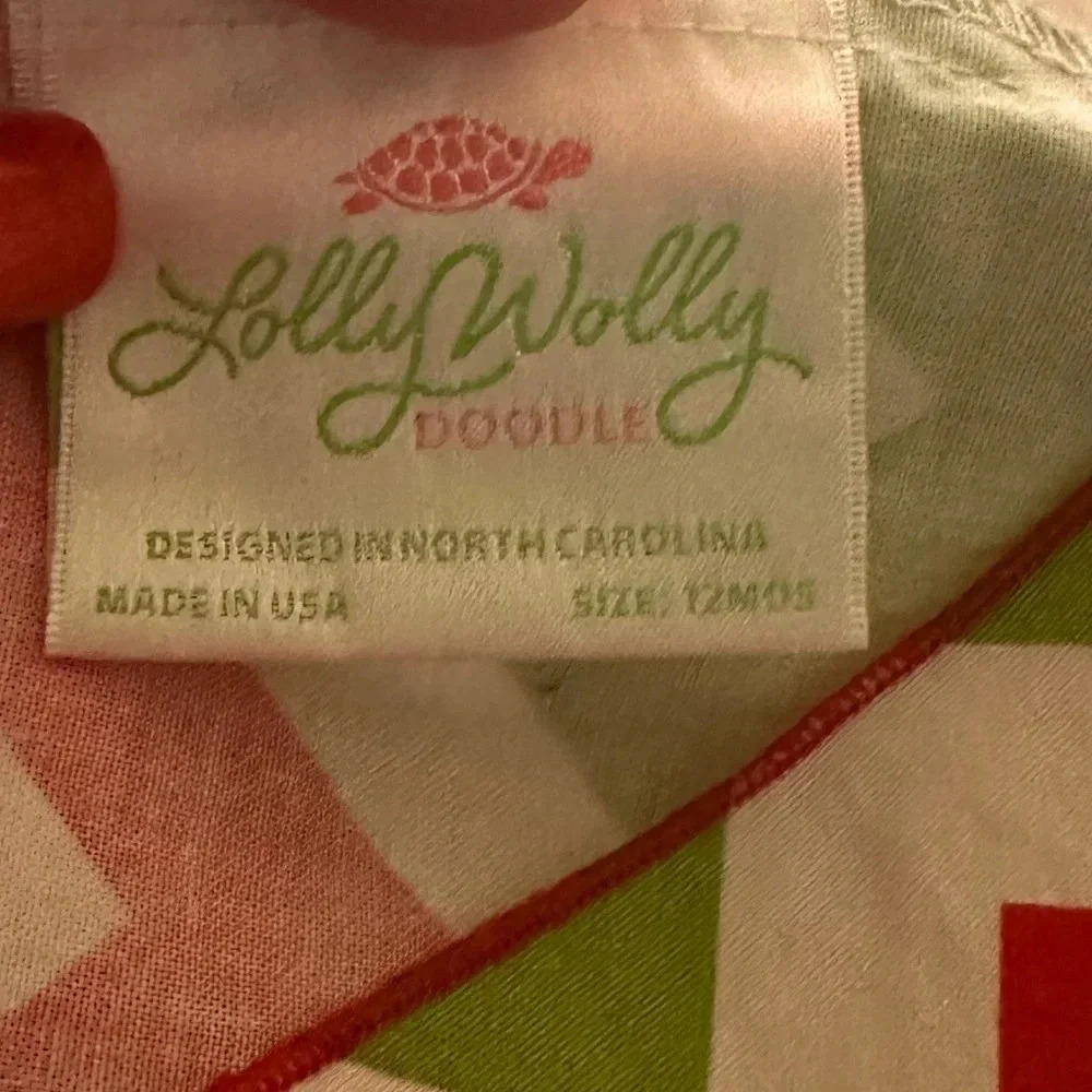 Lolly Wolly Doodle Red Green White Chevron Christmas Dress size 12 Months - Picture 6 of 7